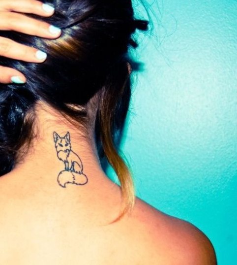 Fox Silhouette Neck tattoo